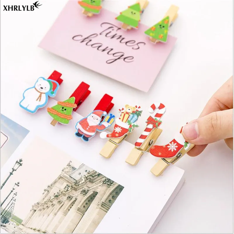 XHRLYLB Cute Cartoon Color Christmas Clip with Hemp Rope Photo Wall Decoration DIY Party Supplies Baby Shower.7z | Дом и сад