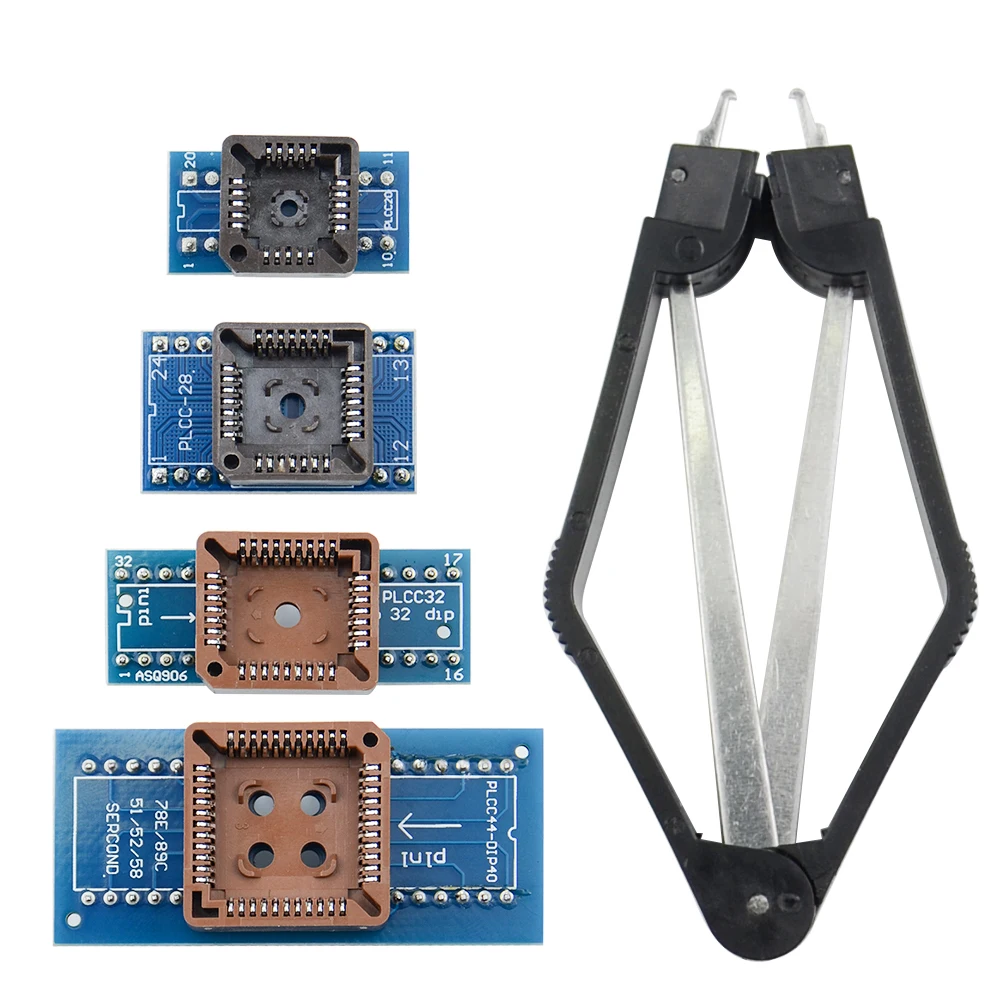 4шт. Адаптерная плата PLCC44 PLCC32 PLCC28 PLCC20 + инструмент для извлечения PLCC для программаторов TL866cs TL866A TL866II PLUS.