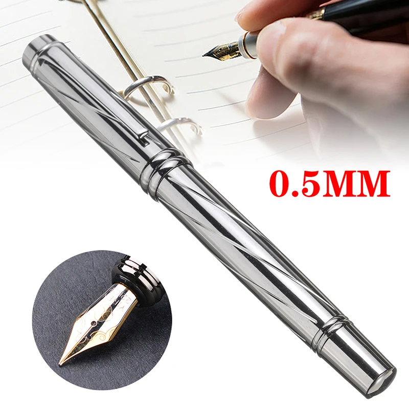 

1PC High Quality Simple Style Metal Fountain Pen 0.5mm Nib Business Pen Metal Classical Fountain Signature Fountain Pen