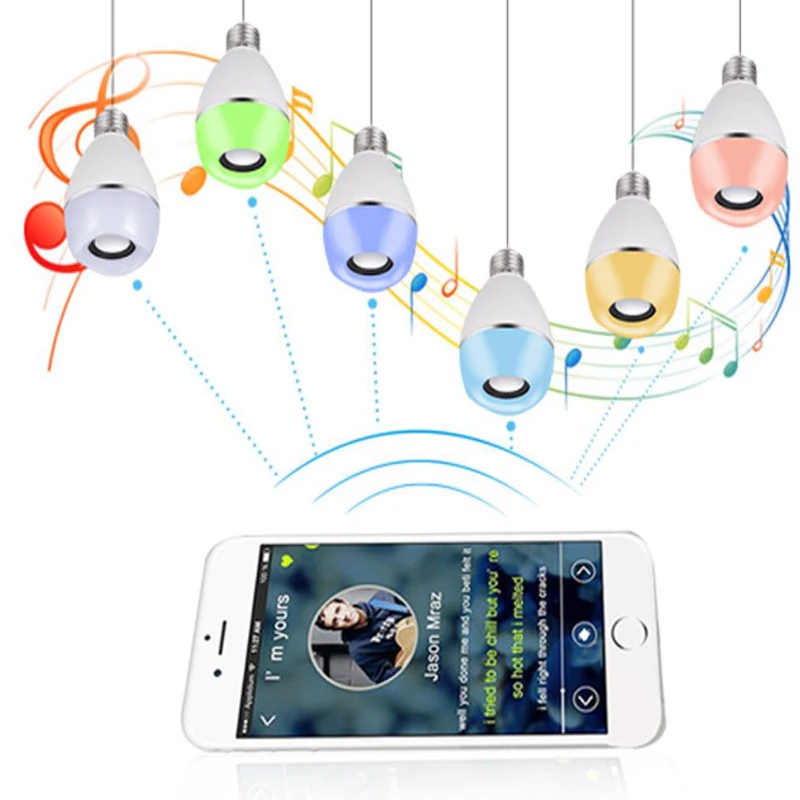 E27 RGB светодиодный смарт лампа интеллектуальное приложение Bluetooth динамик музыка