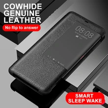 Original Mirror Smart Touch View Genuine Leather Flip Case For Huawei Mate 20 10 30 40 Pro Window Shockproof Case For Mate 20X