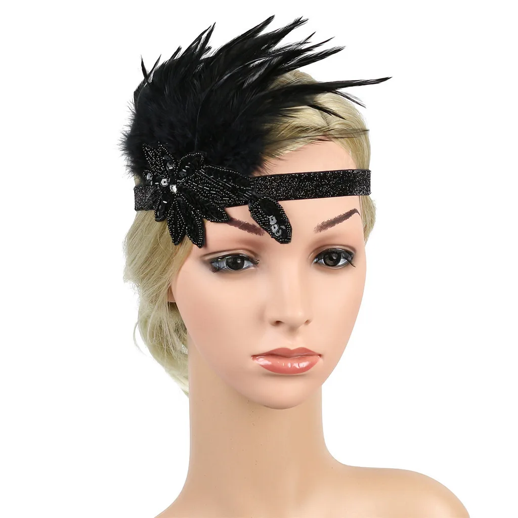 Женская повязка на голову с перьями в стиле Великий Гэтсби винтажный головной