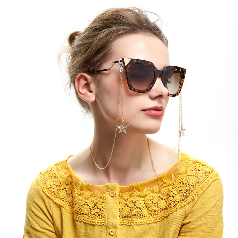 

New Fashion Rhinestone Star Pendant Glasses Chain Women Sunglasses Metal Chains Holder Cord Lanyard Necklace