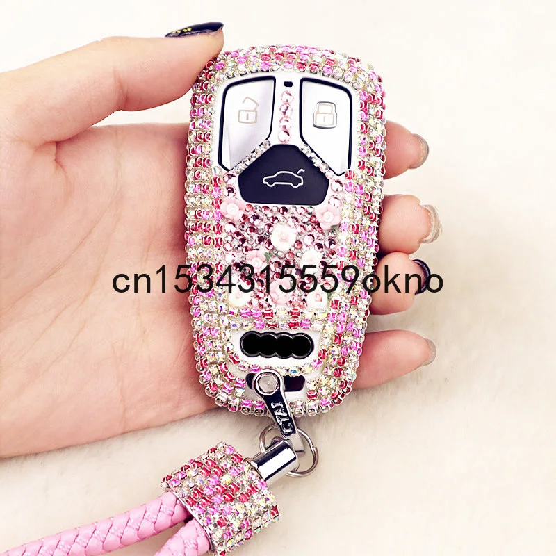 

Key Case Cover For Audi A4l Q5l A5 Q7 TT 2021 Women's Creative Diamond Inlay