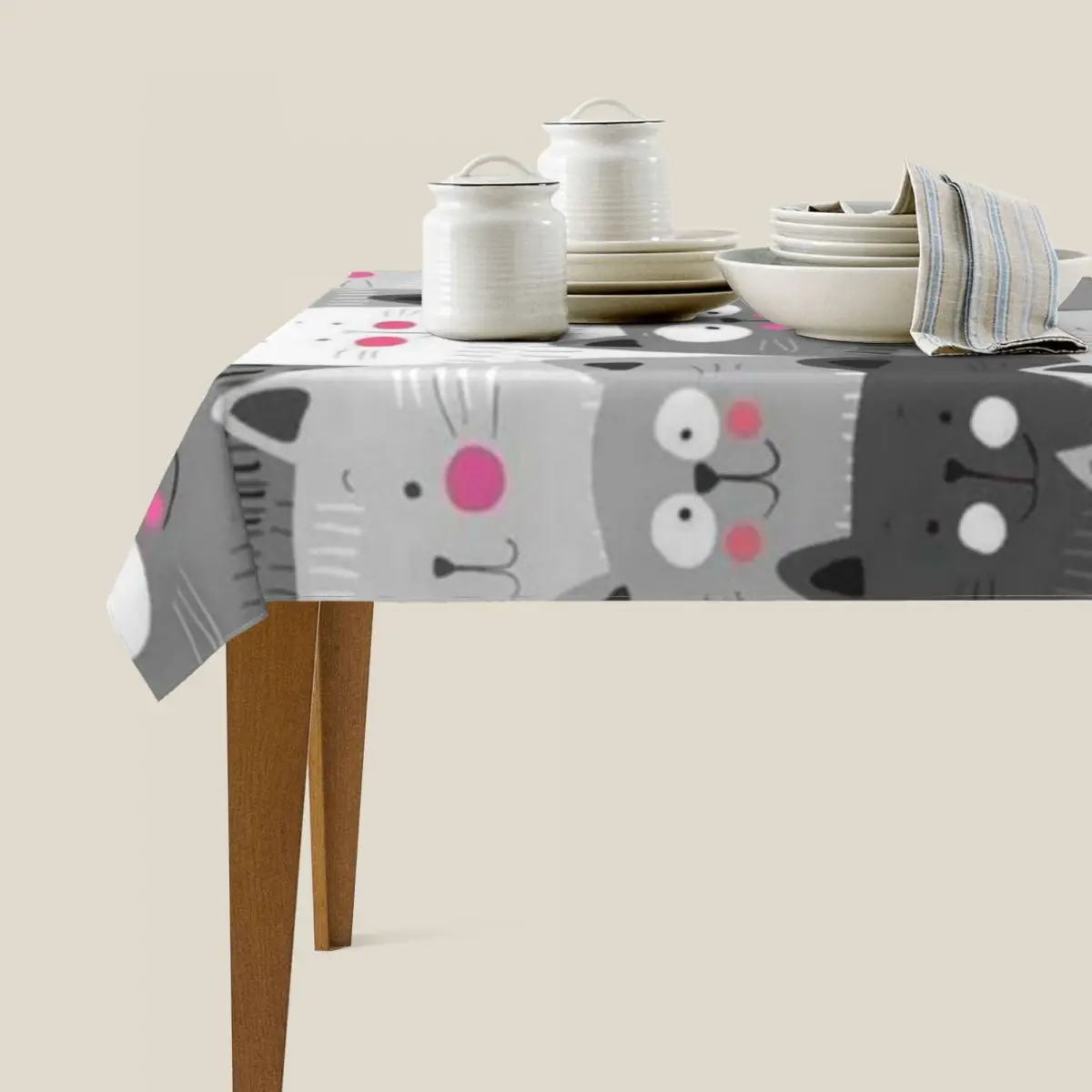 Картины многих милых кошек прямоугольная скатерть для журнального столика