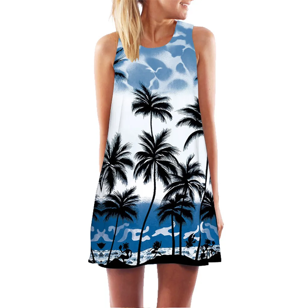 JAYCOSIN женское платье 2019 Новое поступление летнее без рукавов с принтом дерева