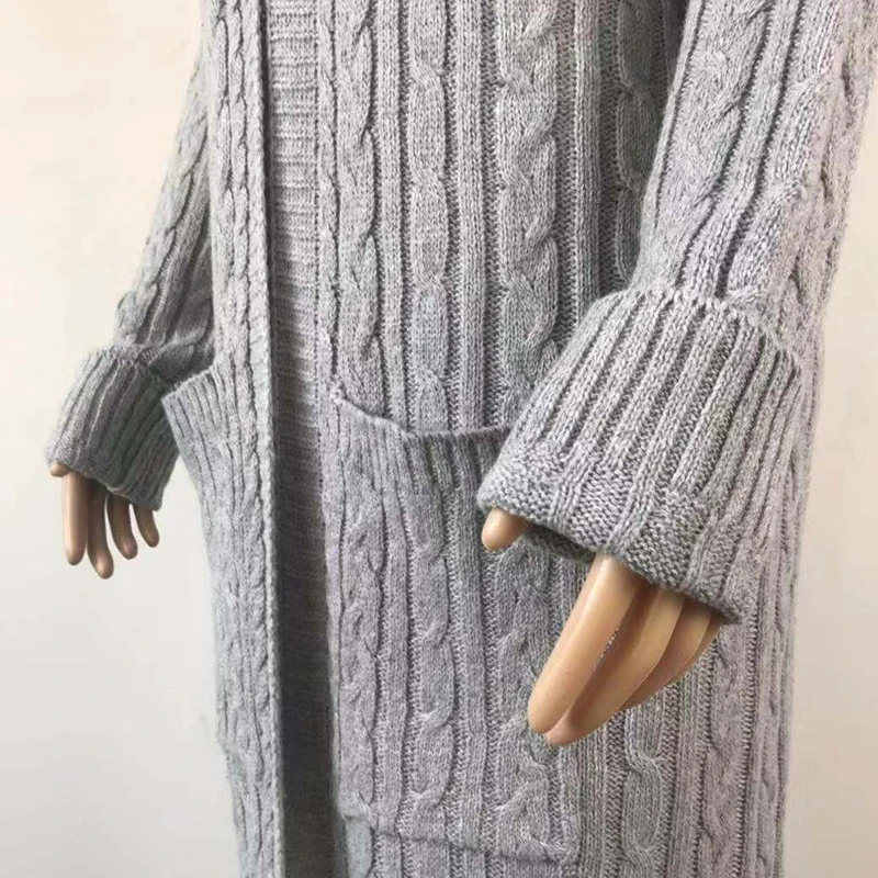 Long women cardigan coat vintage korean casual knitted sweater loose pocket white autumn winter jumper clothes 2020 DR2240 |