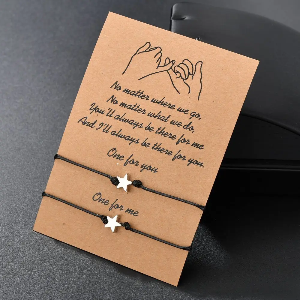 2020 NEW Handmade Braid Rope Chain Adjustable Couple Bracelet Simple Star Pendant Wish Card Lovers Women Men | Украшения и