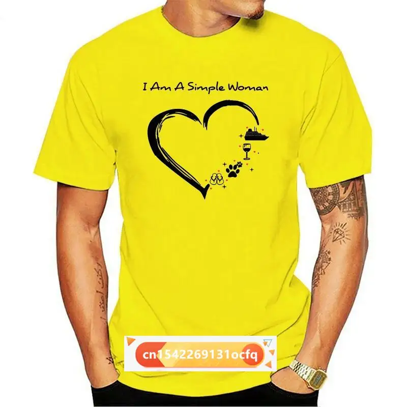 

MenS I Am A Simple Woman Cruise Wine Dog Flip Flops T-Shirt Size M-3Xl Harajuku Tops Fashion Classic Tee Shirt