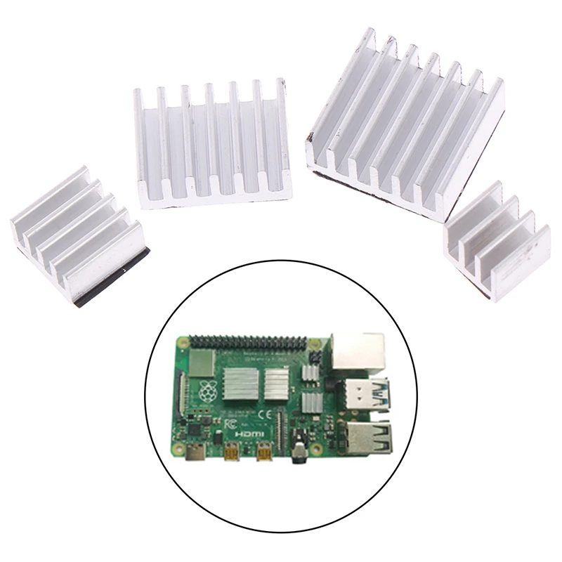 

4pcs Aluminum Heatsink Radiator Cooler Kit for Raspberry Pi 4B with Sticker