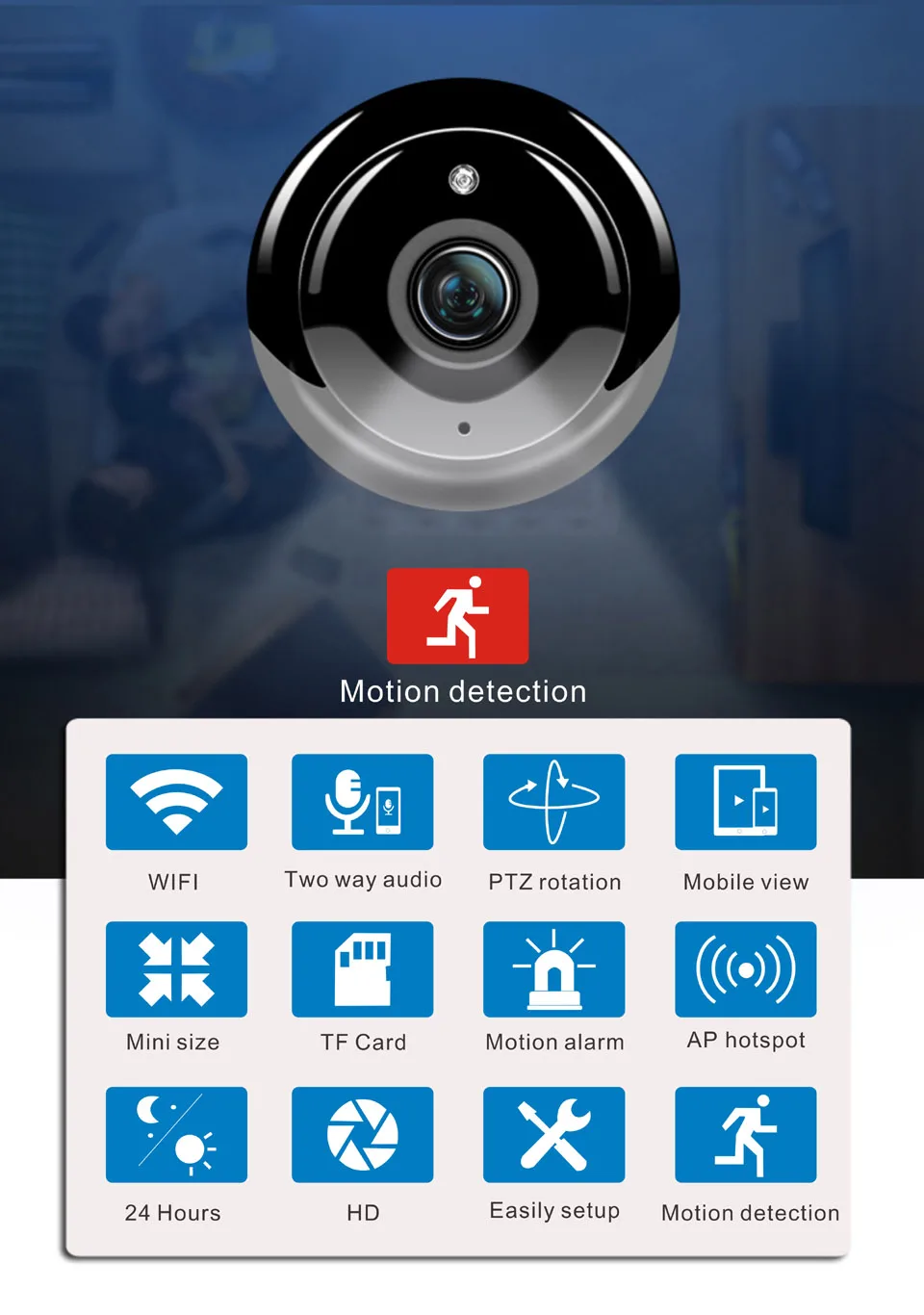Мини ip-камера Wifi 2.0MP HD CCTV IR ночное видение Обнаружение движения маленькая беспроводная микро камера Детский Монитор P2P Домашняя безопасность