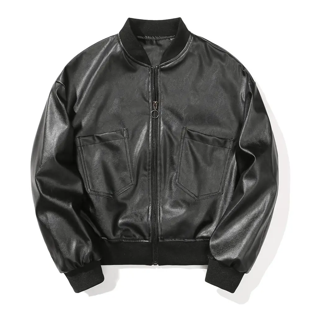 

2020 spring and autumn plus size PU leather ladies baseball collar thin ladies leather jacket