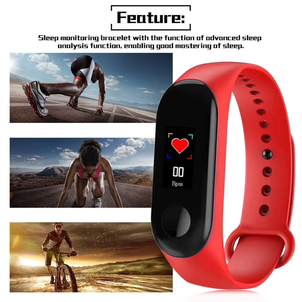 M3 Модные Смарт-часы с пульсометром и тонометром фитнес-трекер монитор активности