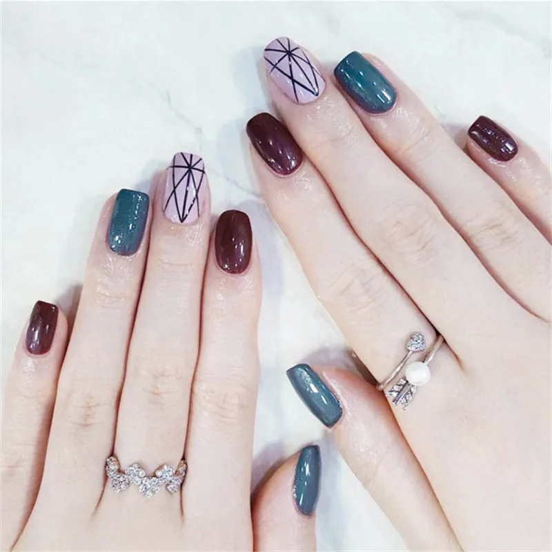 1 лист модный стикер для ногтей 3D Водонепроницаемый смешанный дизайн