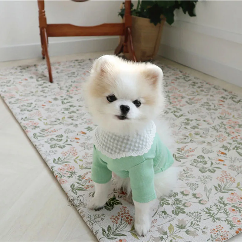 Lace Collar Pet Dog Clothes Summer Thin Knitted Bottoming Shirt For Small Medium Puppy Yorkshire Outdoor Hoodie | Дом и сад