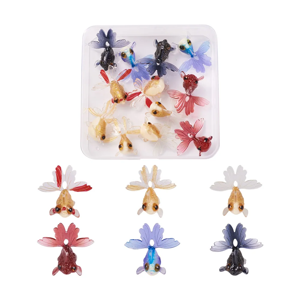 

Pandahall 12Pcs Cellulose Acetate Resin Charms Cute 3D Goldfish Pendant for DIY Jewelry Dangle Earrings Necklace Making Supplies