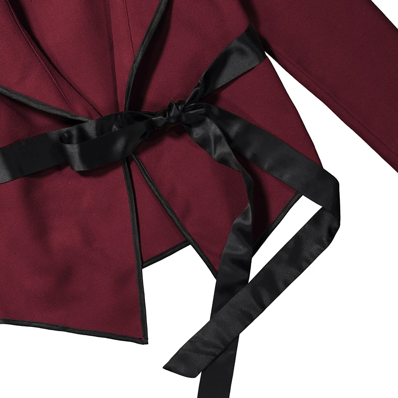 Женская шерстяная открытая куртка пальто верхняя одежда сексуальные на шнуровке