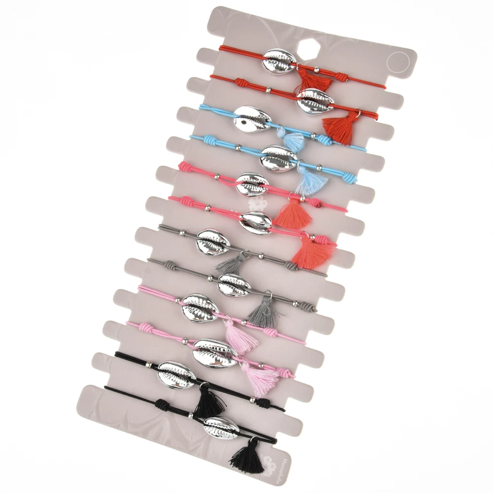 12 шт./лот Золотой Серебряный цвет ракушки кисточки очаровательные браслеты