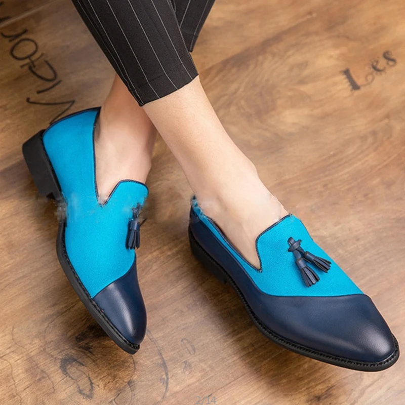 

Spring And Summer New Leather Shoes Men's Korean Version Splicing One Foot Pedal Business British Pointed Small Leather Shoes