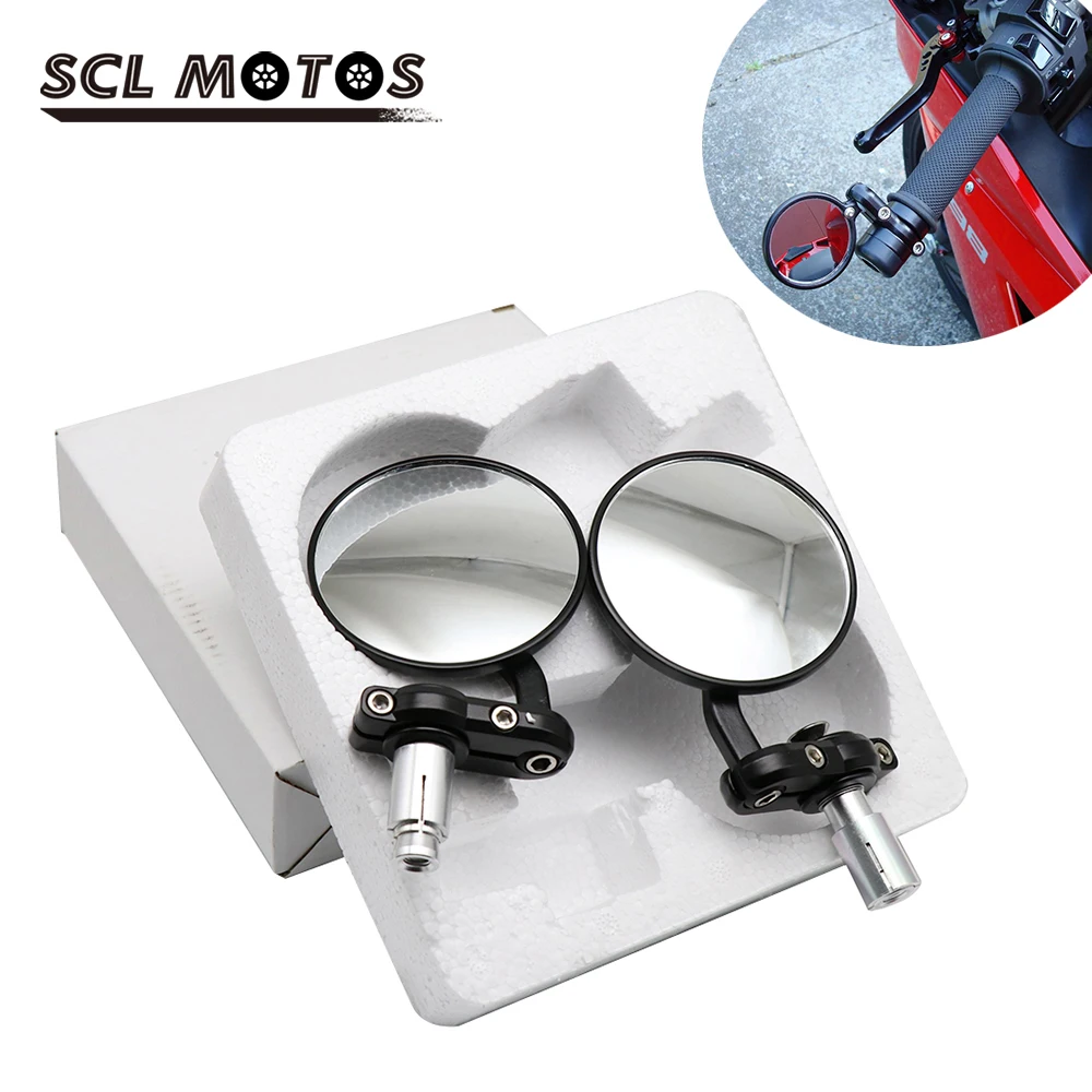 

SCL MOTOS 1Pair Motorcycle 18mm Handle Bar End Rear Mirrors Scooters Rearview Mirrors Side View Mirrors Motorbike Accessories