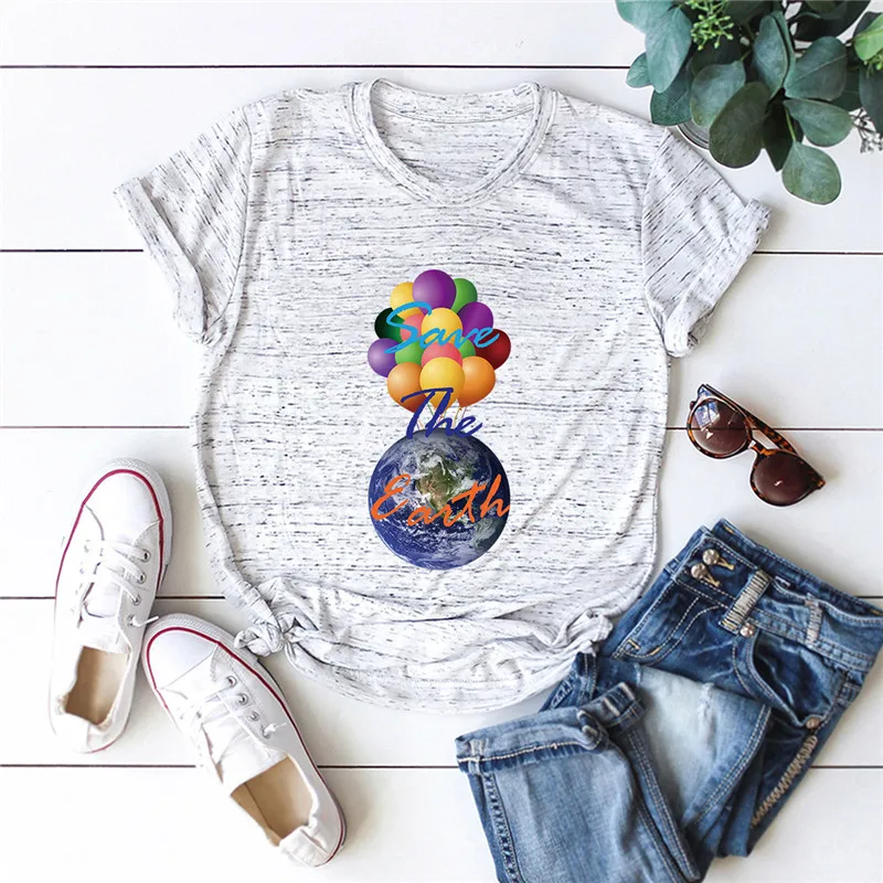 

2021 Plus Size S-5XL Women TShirt New Earth Printed Shirt O Neck Short Sleeve Tees Summer Top 100%cotton TShirt Woman Tshirts