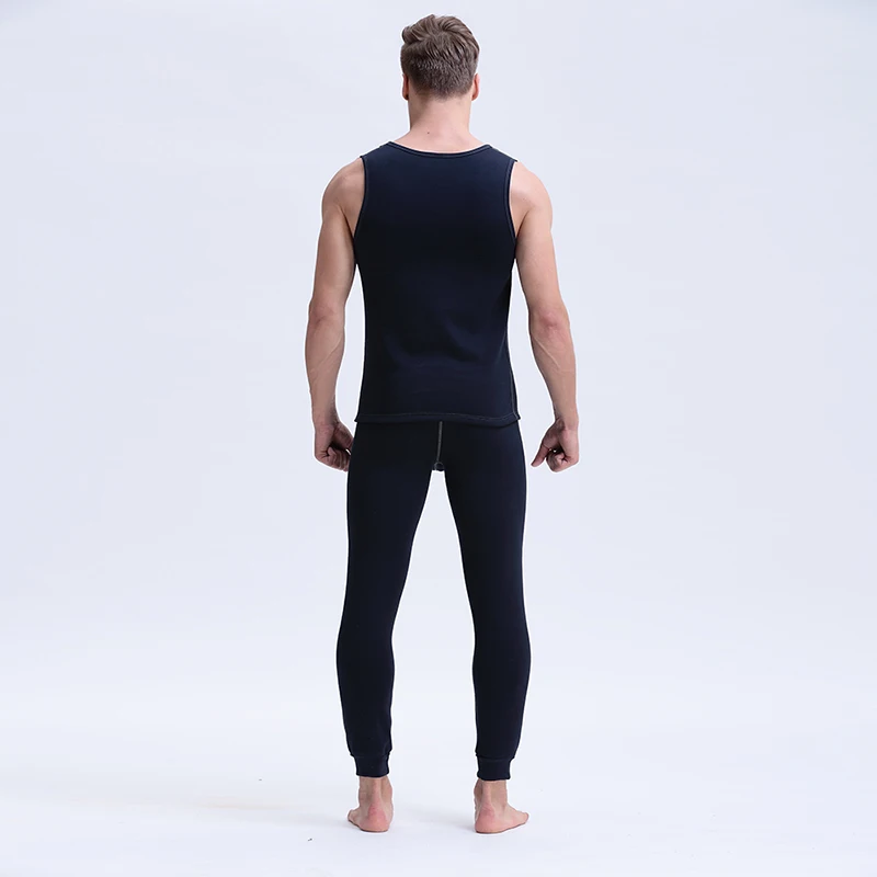 New Mens V-Neck Long Johns Set Warm Thick Plus Velvet Winter Thermal Underwear Men Autumn Tank Top Pants Not Sets