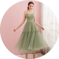 New Camisole green Medium and long embroidered Fairy Dress