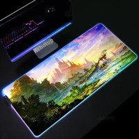 led light gaming mouse pad rgb large keyboard cover non slip rubber base computer carpet desk mats pc game mouse pad