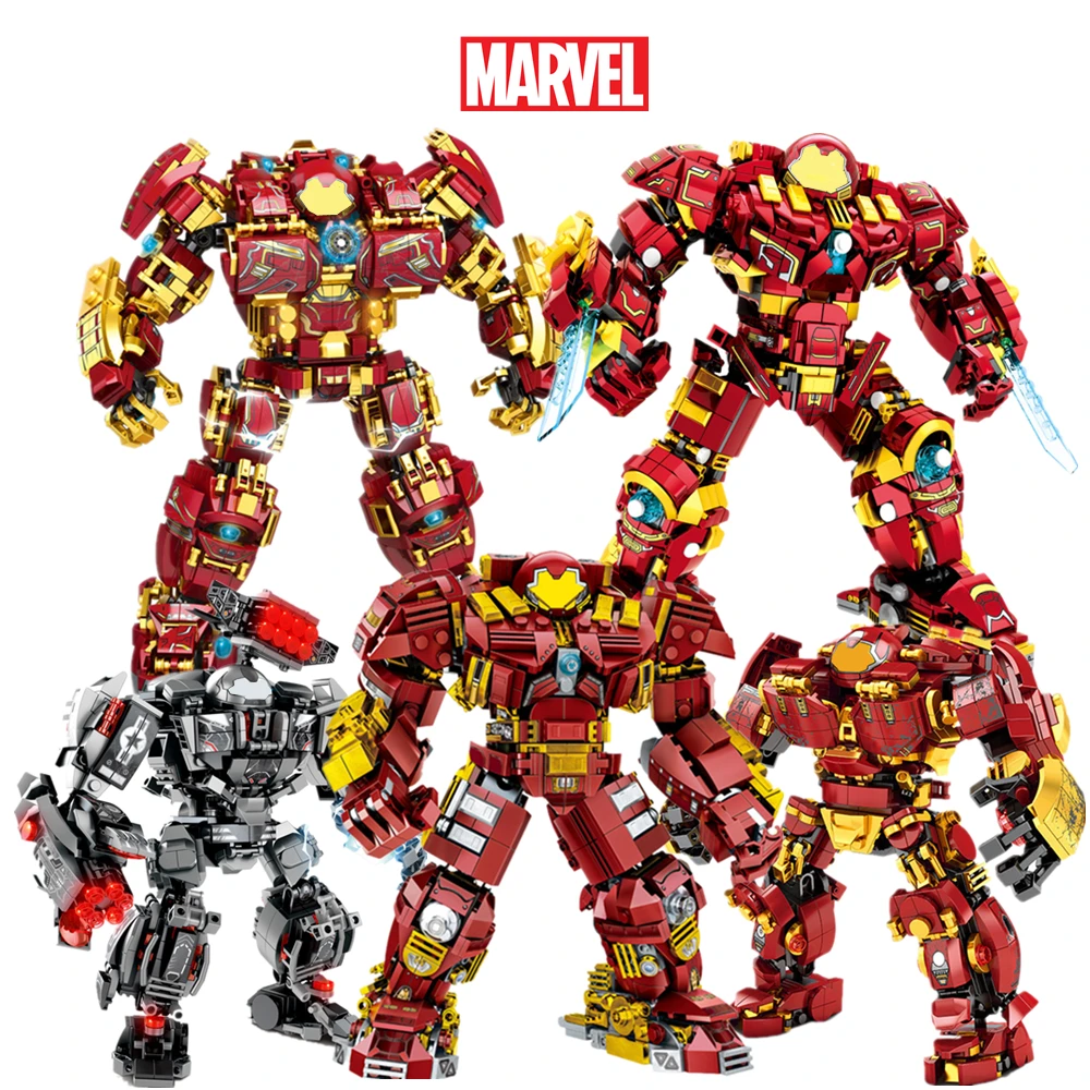 

Marvel Avengers Iron Man MK44 Ironman Hulkbuster Hulk Superheroes Mecha Armor Robot Figures Ideas Building Brick Block Gift Toy