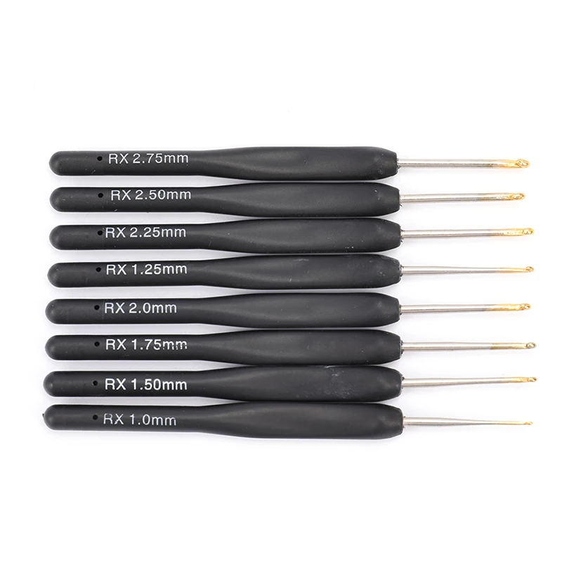 

8Pcs / set Black Knitting Needles Plastic Handle Crochet hooks for Knit DIY Craft Loom Tool Weaving Kit Braid