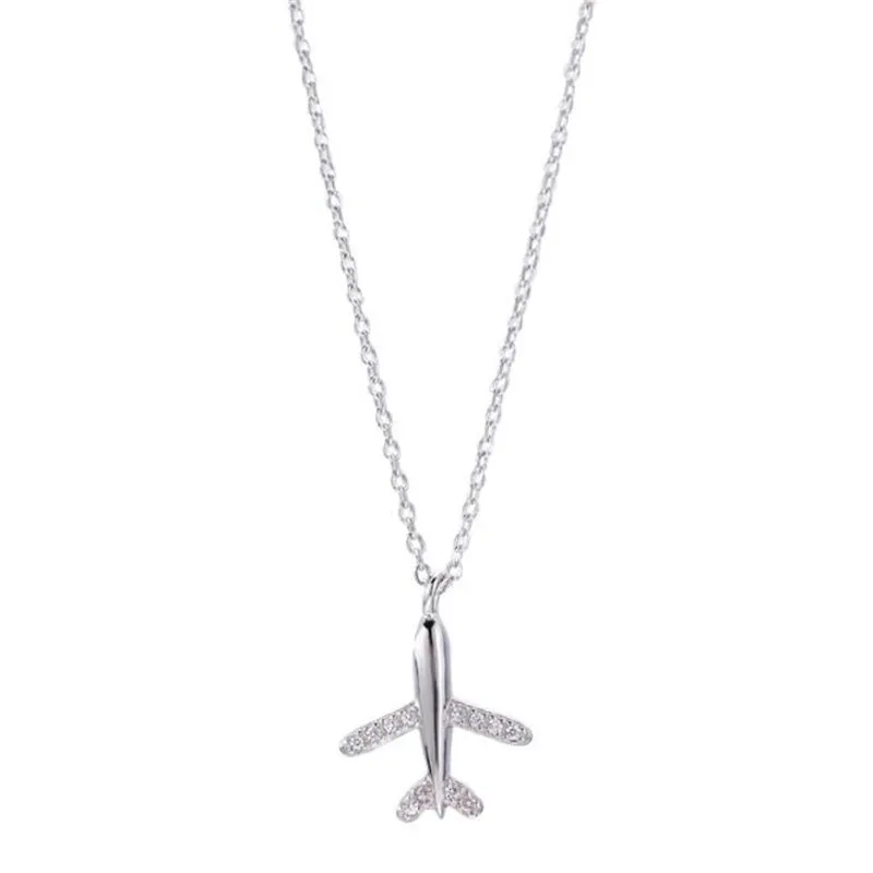 Серебряное ожерелье POFUNUO с подвеской в виде самолета серебро 925 пробы для молодой