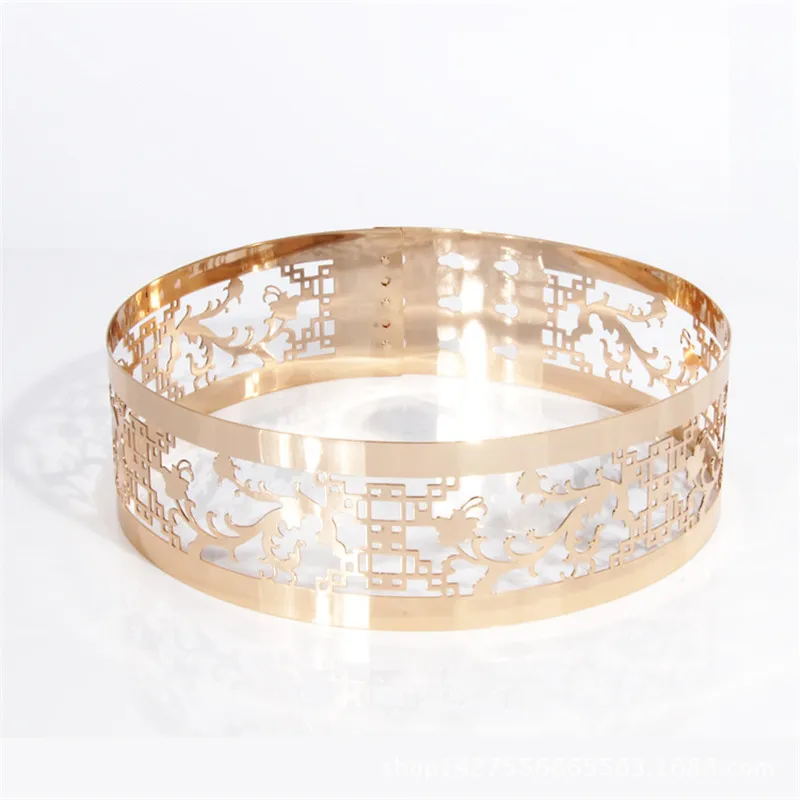 

new unique Metal belt hollow out Cutout Mirror 7cm Wide Belt Women waistband Fashion Apparel Accessories girdle BL21