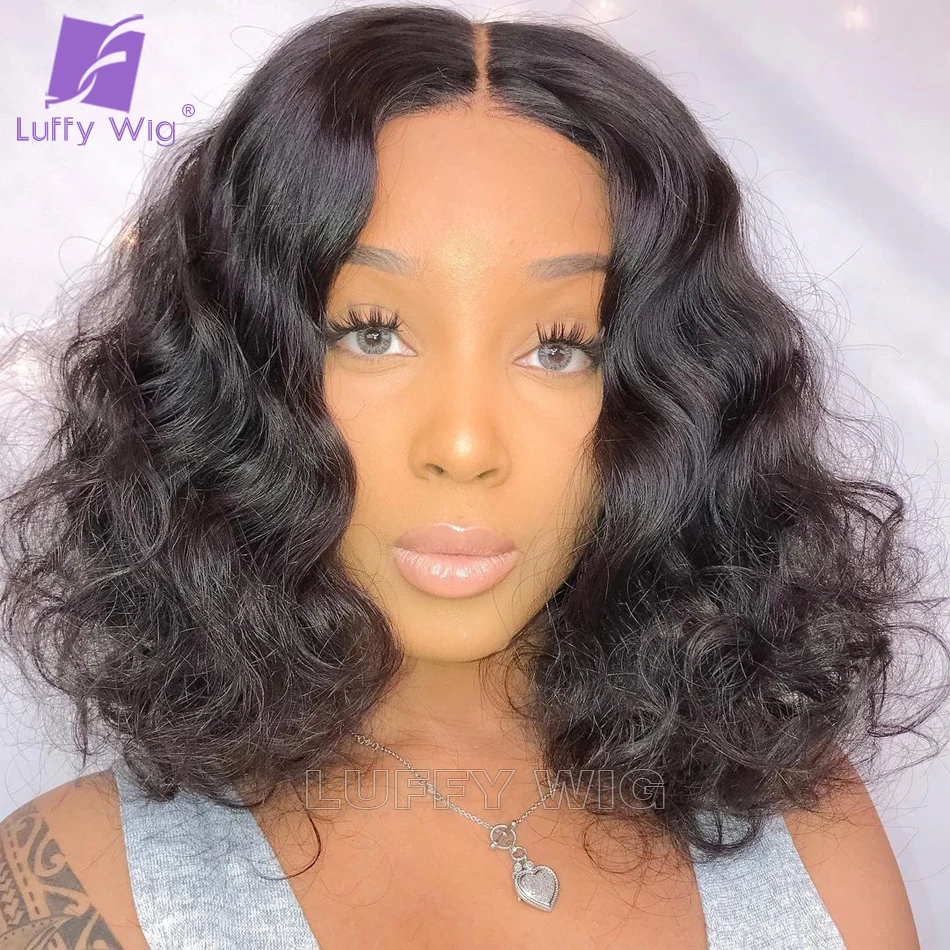 

Short Wavy Bob Wig 13x6 Lace Front Wig Hd Lace Frontal Wig Human Hair Pre Plucked Bleached Knots Remy Brazilian For Black Women