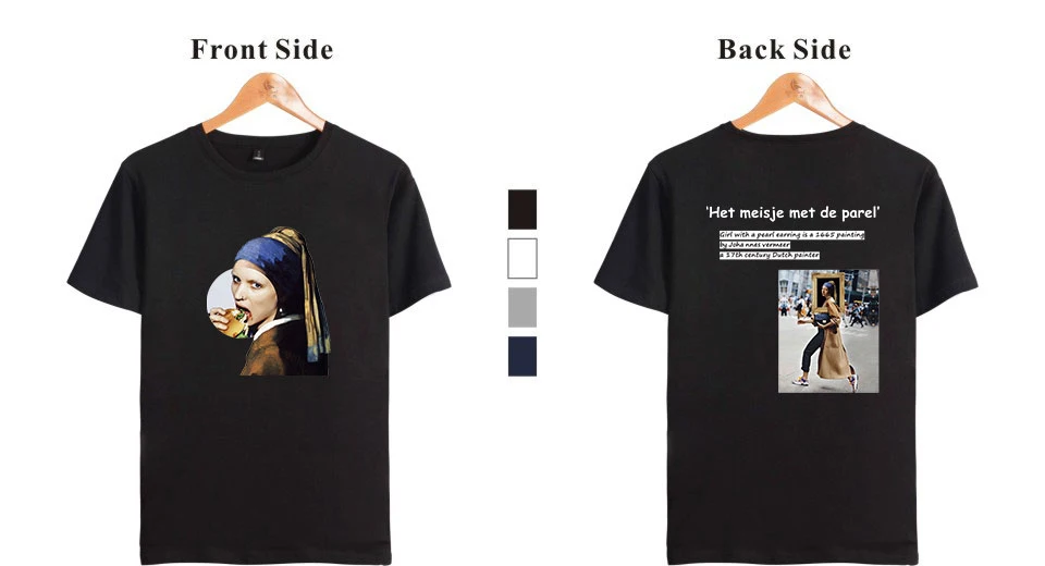 

Women's T Shirt Hip Hop Pink white Mona Lisa Teens Girls Tops Cotton Streetwear Harajuku Tshirt Short Sleeve Summer streetwear