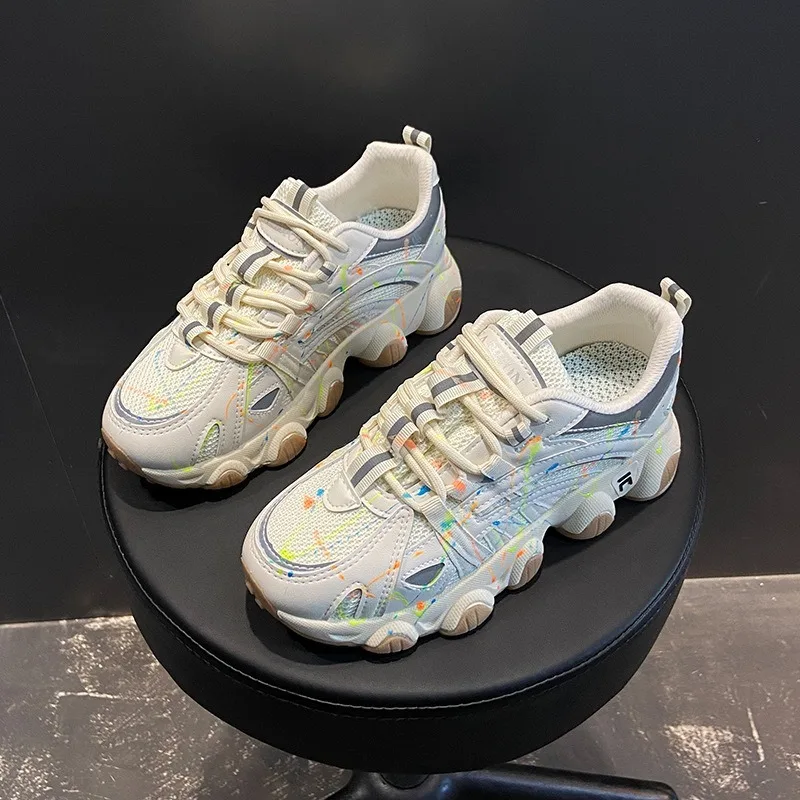 

Chunky 2020 Women Female Fashion Lace-up non-slip Basket Femme Dad Platform Breathable Sneakers shoes Thick soles comfortable