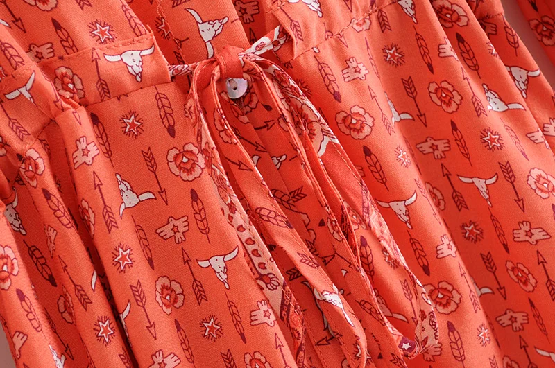 Everkaki Gypsy Floral Print Slip Dress Women Sashes Boho Adjustable Waist Off Shoulder Tassels Dresses Female Autumn New