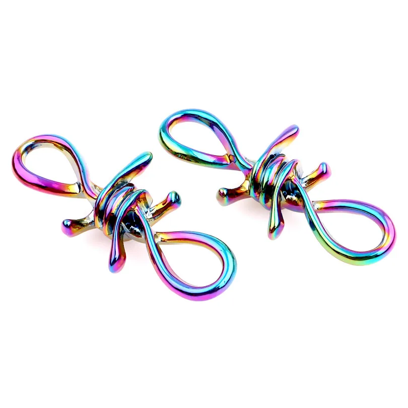 

10pcs Rainbow Color Alloy Exaggeration Cool hip hop Punk thorns Pendant Charms fit Necklace Halloween DIY Accessories Jewelry