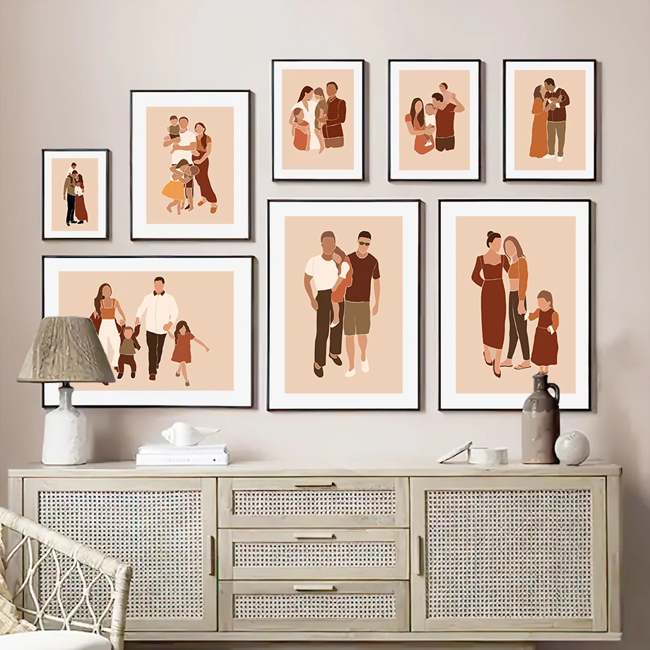 Детская мальчик девочка с любовью мама папа скандинавский настенный