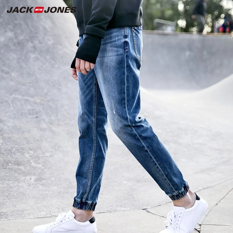 Мужские повседневные джинсы JackJones Стрейчевые хлопковые укороченные с завязками