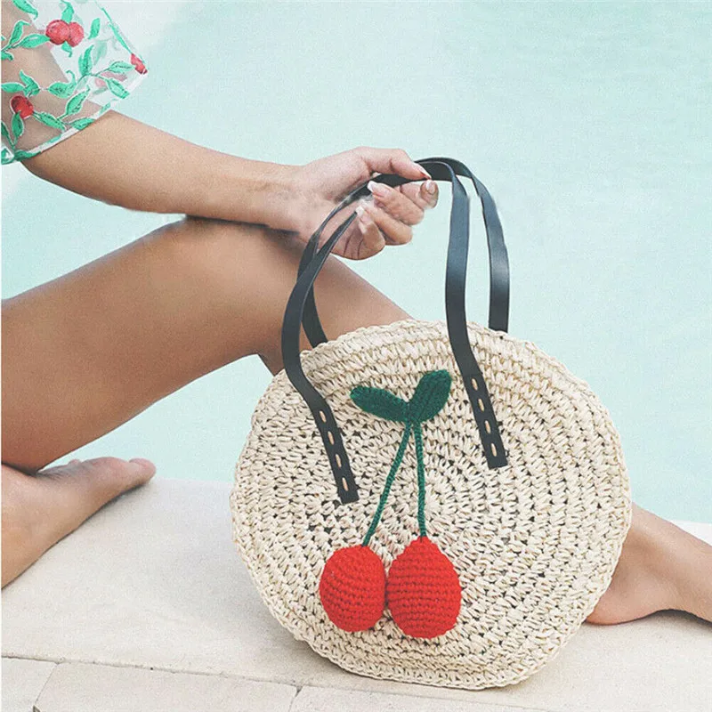 Винтажная круглая плетеная Женская сумочка из ротанга в стиле ретро Соломенная