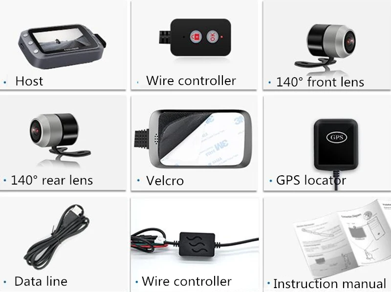 

1080P Full HD Camera Motorcycle Waterproof Dual Lens GPS WiFi Driving Video Recorder