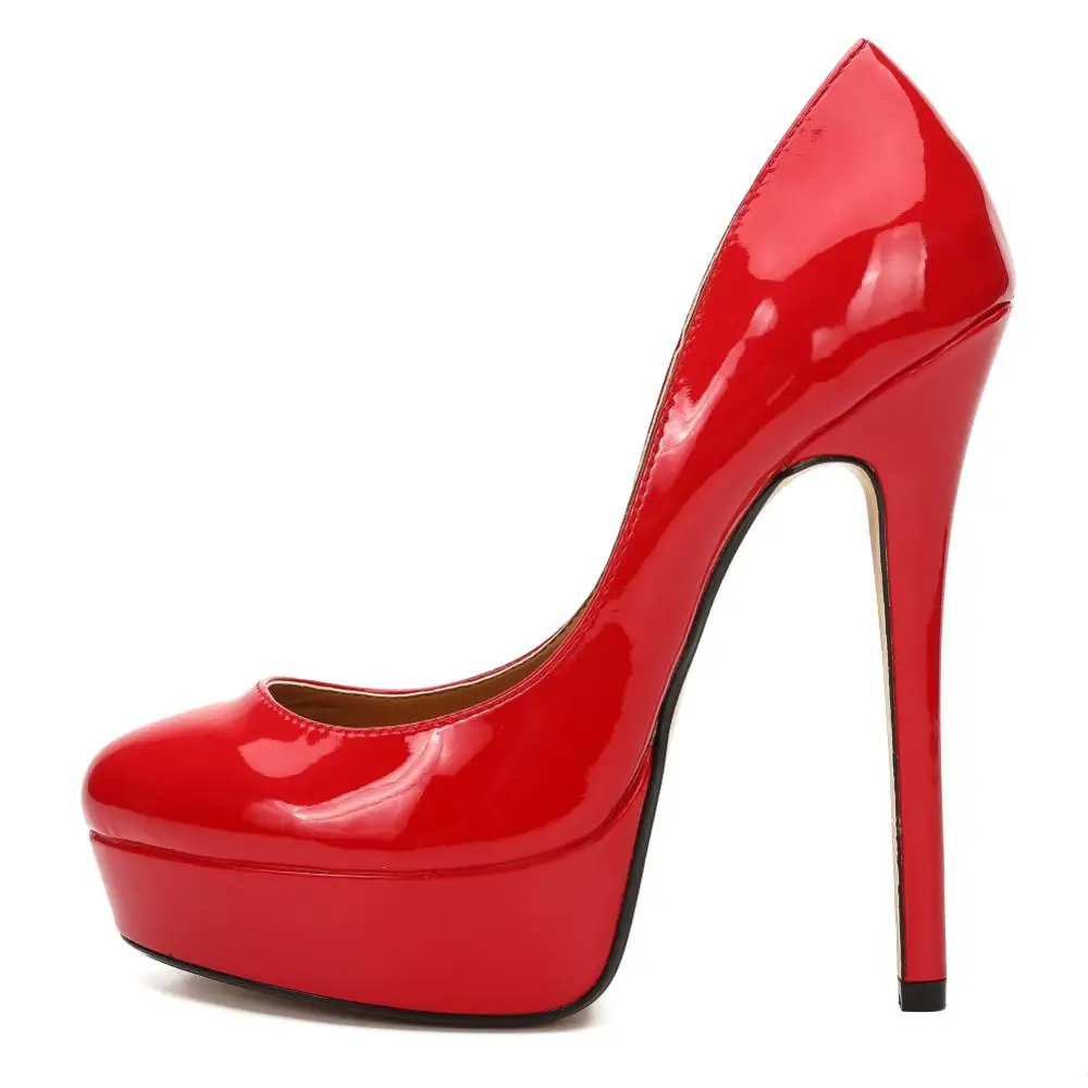 

SDTRFT Plus:40-45 46 47 48 Hot sale red 16cm thin heels Patent leather platform Stilettos wedding shoes woman sexy dress pumps