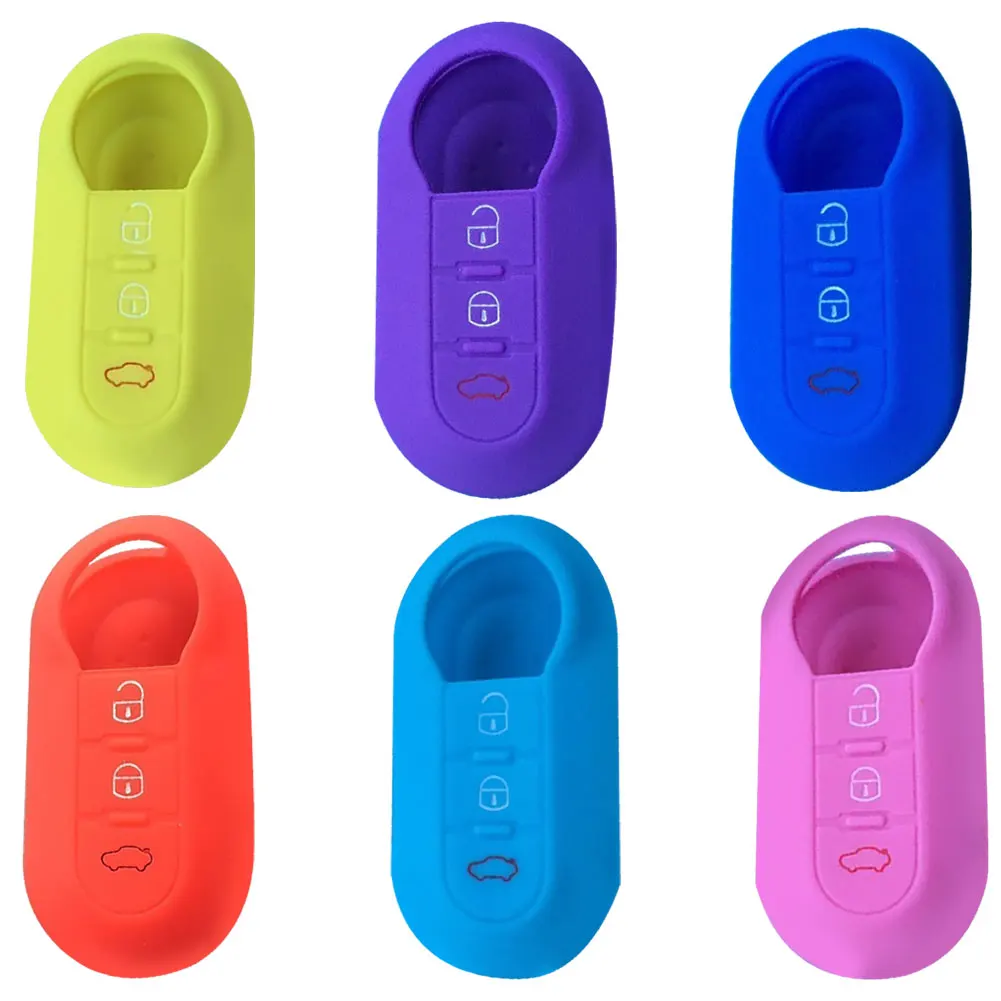 Износостойкий силиконовый флип чехол для Fiat 500 с 3 кнопками и защитой от