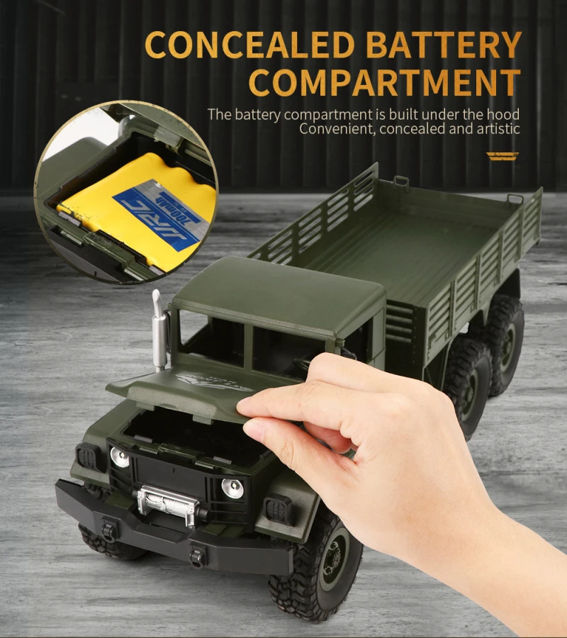 Электрический подарок для мальчика пульт дистанционного управления 4x4 RC Monster Military Car1: 16 езды на автомобиле Рок Гусеничный внедорожный RTR Радиоуправляемая машина