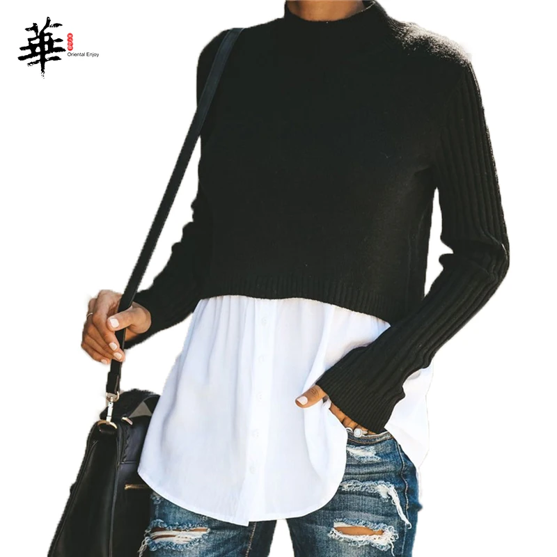 Женский вязаный свитер черный пуловер с длинным рукавом джемпер на осень 2020 |
