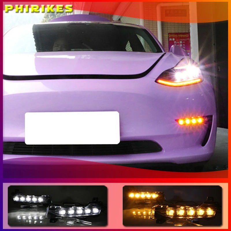

1Set Car LED DRL Daytime Running Light For Tesla Model 3 2017 2018 2019 2020