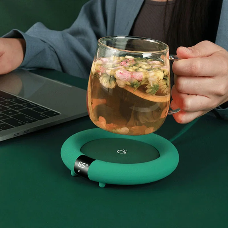 Posavasos de calefacci&oacute;n t&aacute;ctil inteligente, almohadilla de calentamiento r&aacute;pido, calentador de taza con temperatura constante de 3 engranajes-0