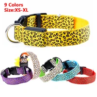 leopard print led dog collar luminous adjustable luminous dog collar pet night safety nylon luminous collar collar perro