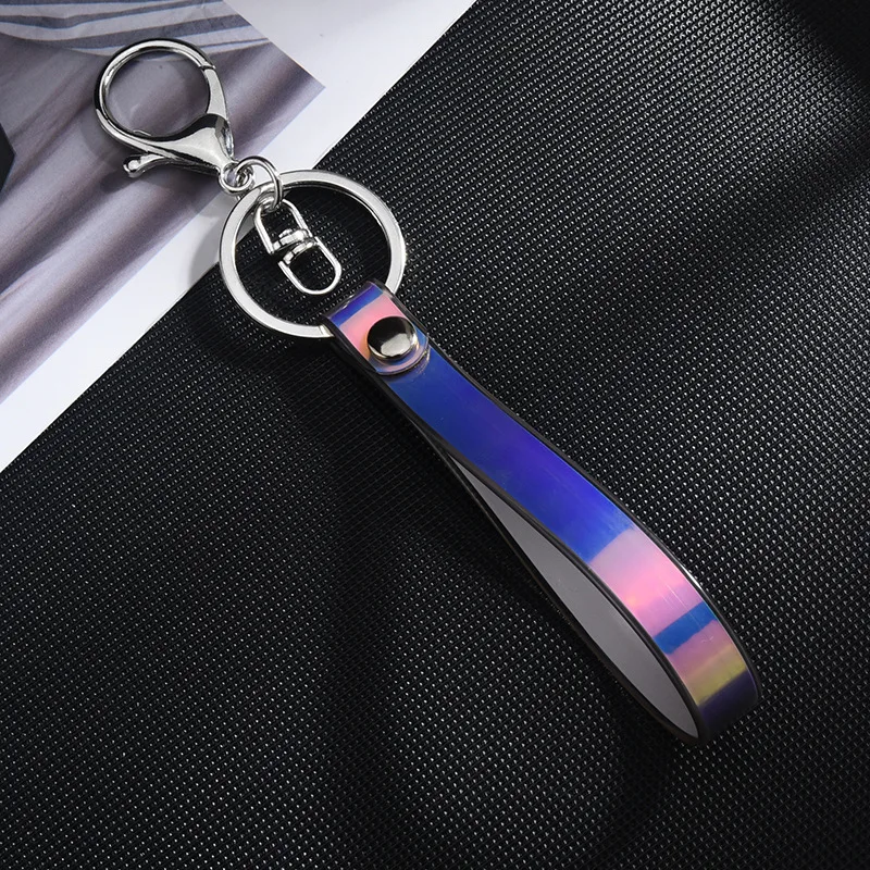 Creative PVC Colorful Leather Rope Keychain Glossy Bright Hanging Buckle Laser Soft Silicone Lanyard DIY Jewelry Accessorie | Украшения и