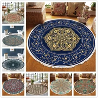 national style living room carpet imitation cotton linen bohemia round mat decor woven prayer bedroom rug children play area rug